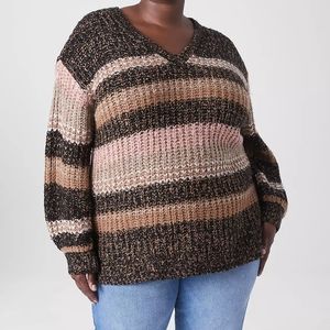 NWT Long Sleeve V-Neck Striped Pullover